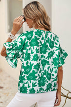 Load image into Gallery viewer, Audrey Floral Printed Ruffled Short Sleeve Round Neck Blouse
