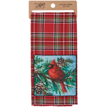 Load image into Gallery viewer, Plaid Cardinal Kitchen Towel
