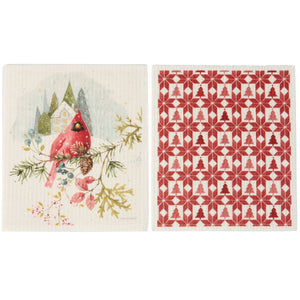 Winter Cardinal Swedish Dishcloth Set