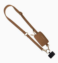 Load image into Gallery viewer, Clip &amp; Go Brushed Vegan Leather Phone Lanyard - Rfid Pouch
