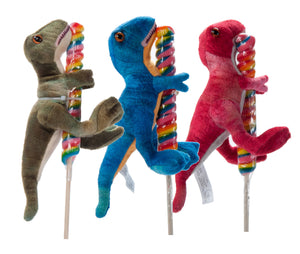 8"  Lollyplush T Rex Dino w/14" Rainbow Lollipop