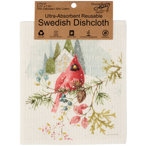 Winter Cardinal Swedish Dishcloth Set