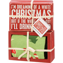 Load image into Gallery viewer, A White Christmas Box Sign And Sock Set
