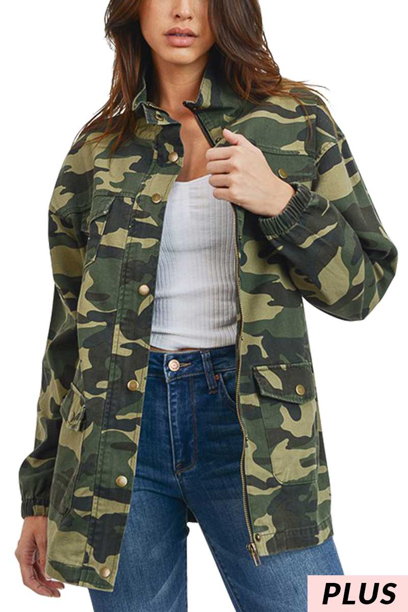 Style & Co. Women Camouflage Utility Jacket (Medium, Oceana Camo)